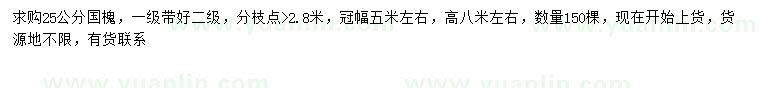 求購(gòu)25公分國(guó)槐