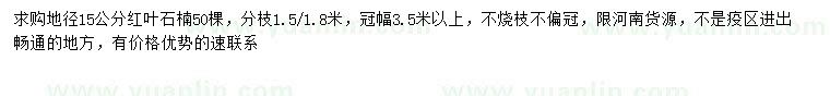 求購地徑15公分紅葉石楠