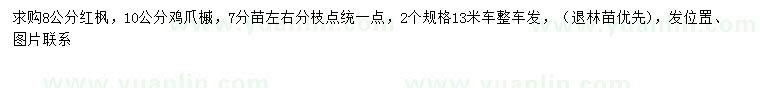 求購8公分紅楓、10公分雞爪槭