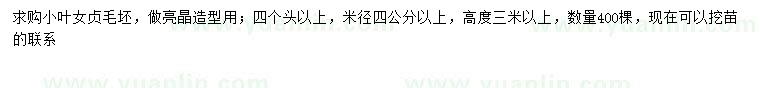 求購米徑4公分以上小葉女貞
