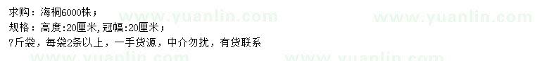 求購高20公分海桐