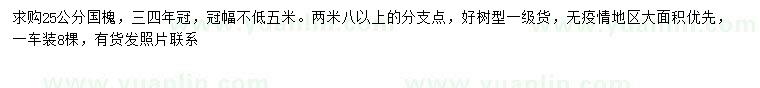 求購25公分國槐