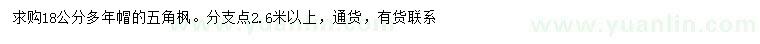 求購18公分五角楓