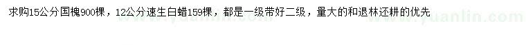 求購(gòu)12公分速生白蠟、15公分國(guó)槐