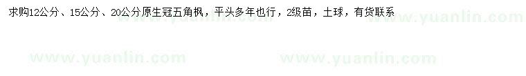 求購12、15、20公分五角楓