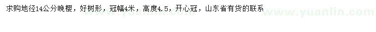 求購(gòu)地徑14公分晚櫻