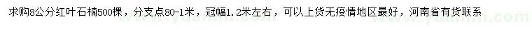 求購(gòu)8公分紅葉石楠