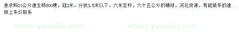 求購10公分速生楊