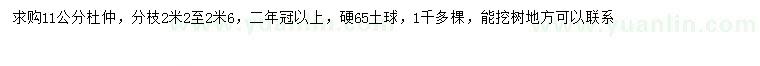 求購11公分杜仲