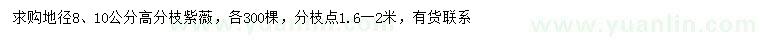 求購地徑8、10公分高分枝紫薇