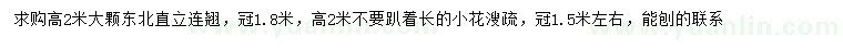 求購高2米直立連翹、冠幅1.5米左右小花溲疏