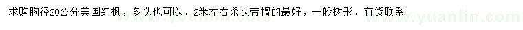 求購胸徑20公分美國紅楓