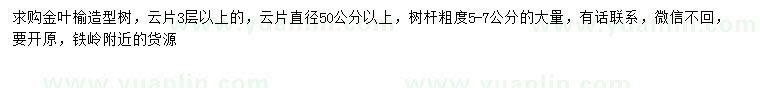 求購5-7公分造型金葉榆
