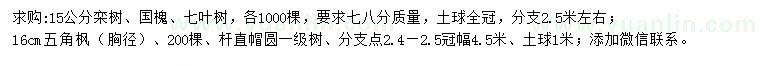 求購欒樹、國槐、七葉樹等