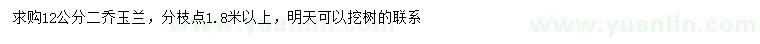 求購12公分二喬玉蘭