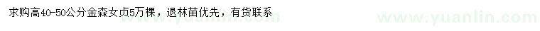 求購高40-50公分金森女貞