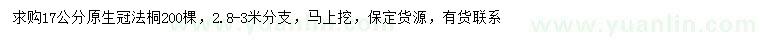 求購17公分法桐
