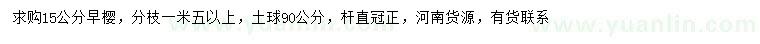 求購15公分早櫻