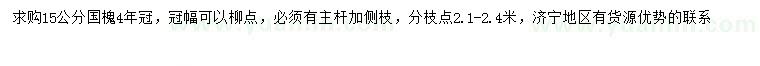 求購15公分國槐