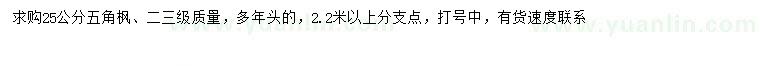 求購25公分五角楓