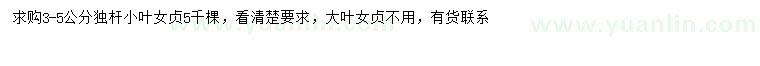 求購3-5公分小葉女貞