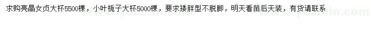 求購亮晶女貞大杯、小葉梔子大杯