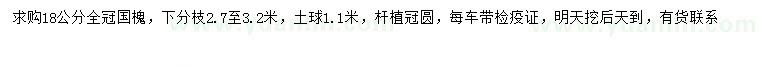 求購18公分囯槐