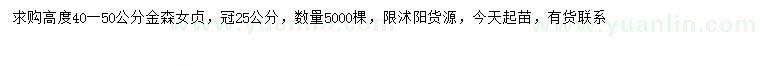 求購高40-50公分金森女貞