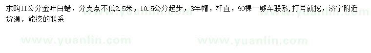 求購(gòu)10.5-11公分金葉白蠟