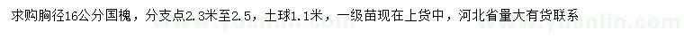 求購胸徑16公分國槐
