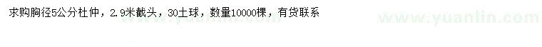求購(gòu)胸徑5公分杜仲