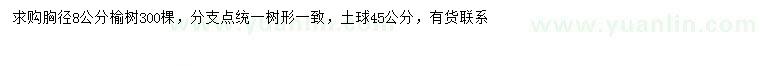 求購胸徑8公分榆樹