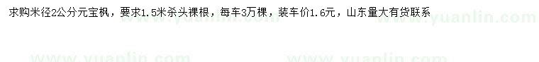 求購米徑2公分元寶楓