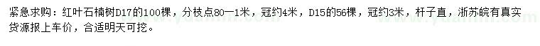求購(gòu)地徑15、17公分紅葉石楠