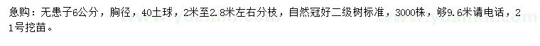 求購胸徑6公分無患子