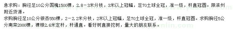 求購國槐、銀杏、南欒