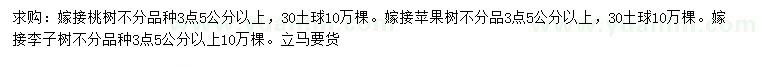 求購桃樹、蘋果樹、李子樹