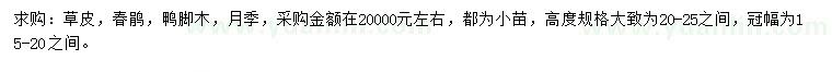 求購春鵑、鴨腳木、月季等