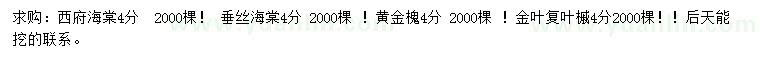 求購(gòu)西府海棠、垂絲海棠、黃金槐等