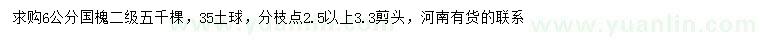 求購6公分國槐