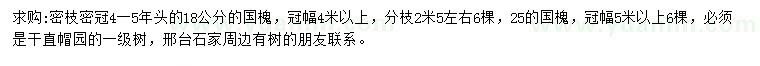 求購18、25公分國槐