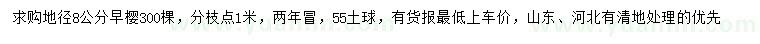 求購(gòu)地徑8公分早櫻