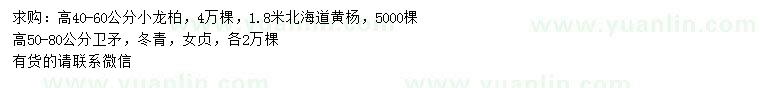 求購龍柏、北海道黃楊、衛(wèi)矛等