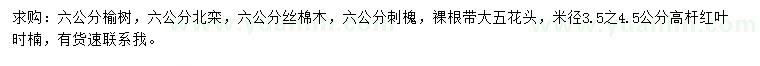 求購榆樹(shù)、北欒、絲棉木等