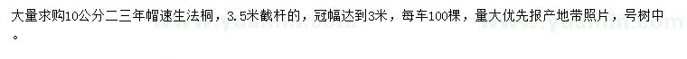 求購10公分速生法桐