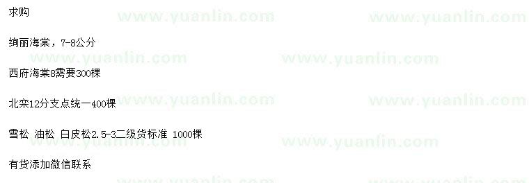 求購(gòu)絢麗海棠、西府海棠、北欒等