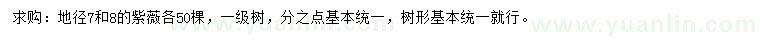 求購(gòu)地徑7、8公分紫薇