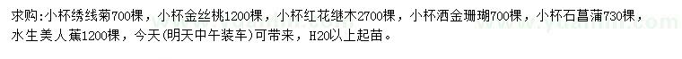 求購繡線菊、金絲桃、紅花繼木等