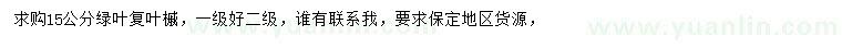 求購(gòu)15公分綠葉復(fù)葉槭