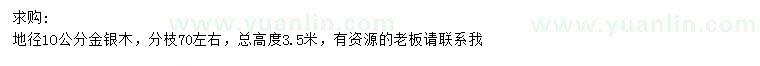 求購地徑10公分金銀木